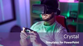  Presentation with streamer - Slides with young-hispanic-man-streamer-using background and a violet colored foreground