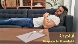  Presentation with mental - Presentation theme consisting of young-hispanic-man-stressed-having background and a coral colored foreground