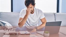  Presentation with stressed - PPT layouts consisting of young-hispanic-man-stressed-using background and a coral colored foreground