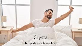  Presentation with nuclear arms - Presentation theme featuring young-hispanic-man-stretching-arms background and a lemonade colored foreground