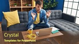  Presentation with student - Presentation design consisting of young-hispanic-man-student-sitting background and a  colored foreground