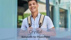  Presentation with student - Presentation design with young-hispanic-man-student-smiling background and a  colored foreground