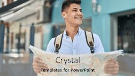  Presentation with city map - Presentation design having young-hispanic-man-student-smiling background and a  colored foreground
