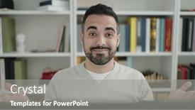  Presentation with university library - Slide set having young-hispanic-man-student-using background and a gray colored foreground