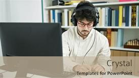  Presentation with writing notes - Presentation theme consisting of young-hispanic-man-student-using background and a mint green colored foreground