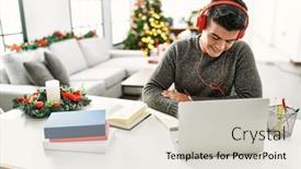  Presentation with christmas tree - Theme featuring young-hispanic-man-studying-sitting background and a soft green colored foreground
