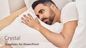  Presentation with insomnia - Presentation design enhanced with young-hispanic-man-suffering-insomnia background and a lemonade colored foreground