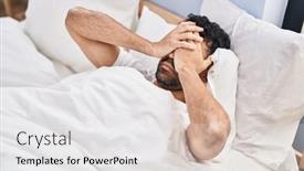  Presentation with insomnia - Slides consisting of young-hispanic-man-suffering background and a white colored foreground