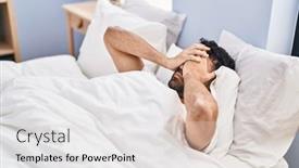  Presentation with insomnia - Presentation featuring young-hispanic-man-suffering background and a white colored foreground