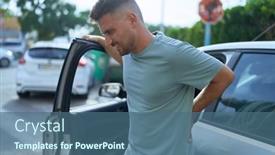  Presentation with backache - Slide deck consisting of young-hispanic-man-suffering background and a ocean colored foreground