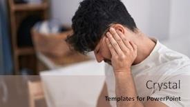  Presentation with backache - Slide deck having young-hispanic-man-suffering background and a coral colored foreground