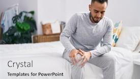  Presentation with knee - Theme having young-hispanic-man-suffering background and a light gray colored foreground