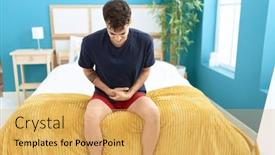  Presentation with stomach - Slides having young-hispanic-man-suffering background and a yellow colored foreground