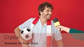  Presentation with supporting - Presentation enhanced with young-hispanic-man-supporting-soccer background and a  colored foreground