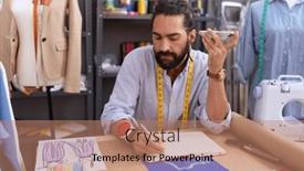  Presentation with voice - Theme with young-hispanic-man-tailor-listening background and a  colored foreground