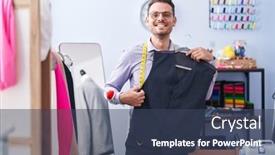  Presentation with hispanic - Presentation enhanced with young-hispanic-man-tailor-smiling background and a  colored foreground