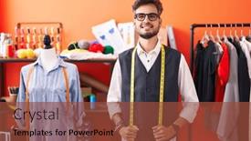  Presentation with confident - Theme having young-hispanic-man-tailor-smiling background and a  colored foreground