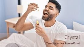  Presentation with syrup - Theme featuring young-hispanic-man-taking-syrup background and a soft green colored foreground