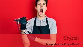  Presentation with tattoo - Colorful slide deck enhanced with young-hispanic-man-tattoo-artist backdrop and a red colored foreground