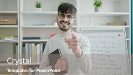  Presentation with teacher - Presentation consisting of young-hispanic-man-teacher-standing and a  colored foreground