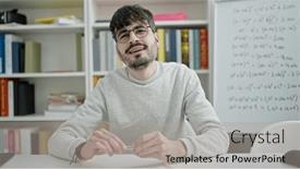  Presentation with maths - PPT theme enhanced with young-hispanic-man-teaching-maths background and a light gray colored foreground