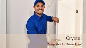  Presentation with man door - Slides featuring young-hispanic-man-technician-repairing background and a lemonade colored foreground