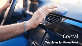  Presentation with air - PPT theme featuring young-hispanic-man-touching-air background and a navy blue colored foreground