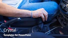  Presentation with gear - Presentation theme featuring young-hispanic-man-touching-gear background and a navy blue colored foreground