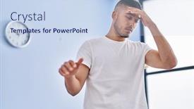  Presentation with head - Presentation with young-hispanic-man-touching-head background and a sky blue colored foreground