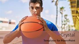  Presentation with basketball - Slide deck consisting of young-hispanic-man-training background and a red colored foreground