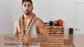  Presentation with battle - PPT theme enhanced with young-hispanic-man-training background and a coral colored foreground