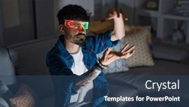  Presentation with augmented reality - Presentation having young-hispanic-man-using-augmented background and a ocean colored foreground