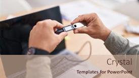  Presentation with crypto - PPT theme enhanced with young-hispanic-man-using-crypto background and a soft green colored foreground