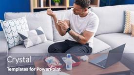  Presentation with first aid kit - Theme having young-hispanic-man-using-first background and a gray colored foreground