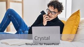  Presentation with laptop - Presentation consisting of young-hispanic-man-using-laptop background and a light gray colored foreground