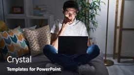  Presentation with laptop - Theme enhanced with young-hispanic-man-using-laptop background and a wine colored foreground