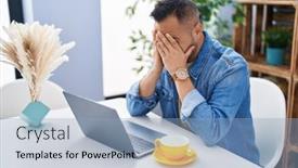  Presentation with laptop - Presentation with young-hispanic-man-using-laptop background and a light blue colored foreground