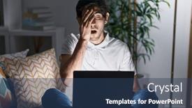  Presentation with face pain - Presentation with young-hispanic-man-using-laptop background and a ocean colored foreground