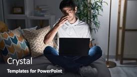  Presentation with bad breath - Presentation theme featuring young-hispanic-man-using-laptop background and a wine colored foreground