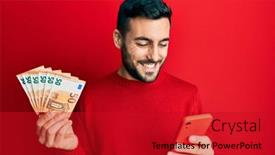  Presentation with smartphone - Slide deck having young-hispanic-man-using-smartphone background and a crimson colored foreground