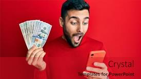  Presentation with smartphone - Cool new presentation with young-hispanic-man-using-smartphone backdrop and a crimson colored foreground