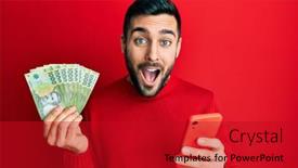  Presentation with smartphone - Colorful slides enhanced with young-hispanic-man-using-smartphone backdrop and a crimson colored foreground