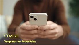  Presentation with special education young adult man - PPT theme having young-hispanic-man-using-smartphone background and a tawny brown colored foreground