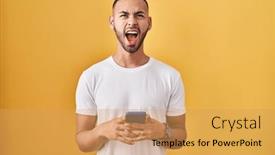  Presentation with hispanic heritage culture - Slides with young-hispanic-man-using-smartphone background and a yellow colored foreground