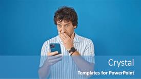  Presentation with smartphone - Slide deck with young-hispanic-man-using-smartphone and a teal colored foreground