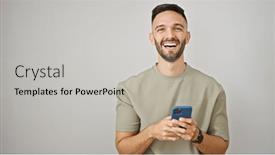  Presentation with smartphone - Slide deck enhanced with young-hispanic-man-using-smartphone and a light gray colored foreground