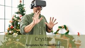  Presentation with christmas tree - Presentation theme featuring young-hispanic-man-using-vr background and a yellow colored foreground