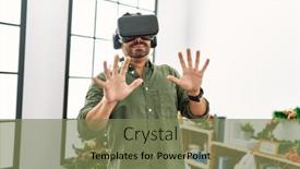  Presentation with christmas tree - Presentation theme having young-hispanic-man-using-vr background and a violet colored foreground