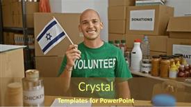  Presentation with israel flag - Presentation theme having young-hispanic-man-volunteer-smiling and a tawny brown colored foreground