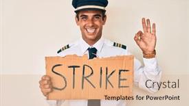  Presentation with airplane pilot - Beautiful presentation theme featuring young-hispanic-man-wearing-airplane backdrop and a coral colored foreground